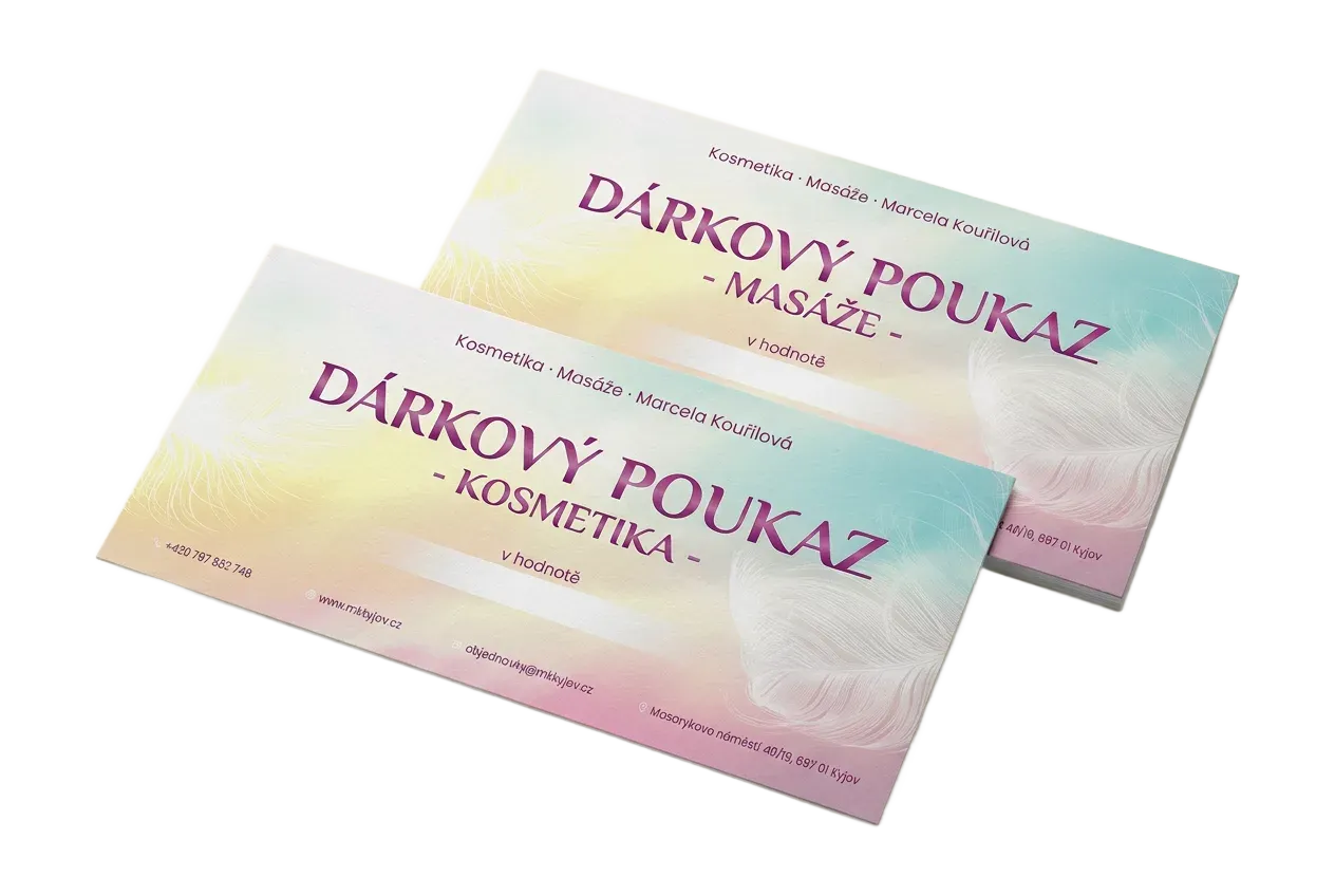 Dárkové poukazy MK Kyjov na kosmetiku a masáže